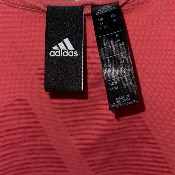 Adidas Logo Tank Top Loose Fit Cropped Medium Pink - Picture 2 of 4